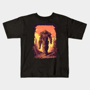 Heavily Armored Warrior - Post Apocalyptic Kids T-Shirt